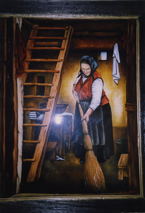 Domaćica - ulje na staklu - 47x37